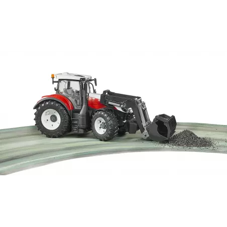 Tractor de juguete Steyr 6300 CVT con pala frontal funcional escala 1:16 de Bruder