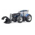 Tractor de juguete New Holland T7.315 de Bruder a escala 1:16 con pala cargadora frontal.