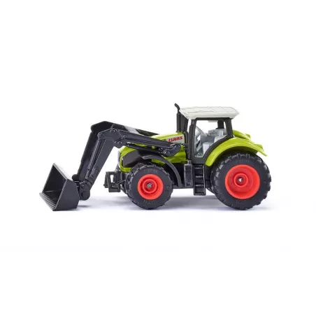 Tractor de juguete Claas Axion con pala cargadora delantera de metal y plástico resistente.