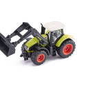 Tractor de juguete Claas Axion con pala cargadora delantera de metal y plástico resistente.
