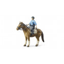 Set de policía montada Bruder a escala 1:16 con figura de oficial y caballo de juguete.