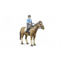 Set de policía montada Bruder a escala 1:16 con figura de oficial y caballo de juguete.