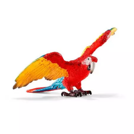 Figura de juguete de guacamayo de Schleich pintada a mano con detalles realistas.