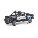 Coche de policía de juguete RAM 2500 de Bruder a escala 1:16 con luces y sonido.