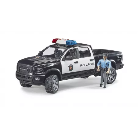 Coche de policía de juguete RAM 2500 de Bruder a escala 1:16 con luces y sonido.