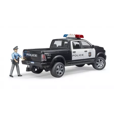 Coche de policía de juguete RAM 2500 de Bruder a escala 1:16 con luces y sonido.