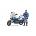 Moto de juguete Scrambler Ducati de policía a escala 1:16 con figura de policía articulada Bruder.