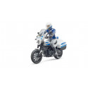 Moto de juguete Scrambler Ducati de policía a escala 1:16 con figura de policía articulada Bruder.