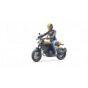 Réplica a escala 1:16 de la moto Scrambler Ducati de Bruder con figura articulada bworld.