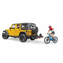 Jeep Wrangler Rubicon Unlimited de juguete Bruder con figura bworld y bicicleta de montaña a escala 1:16.
