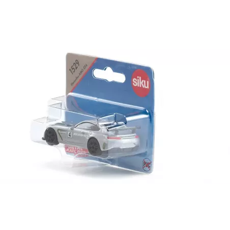 Miniatura de juguete Mercedes-AMG GT4 fabricada en metal y plástico resistente.