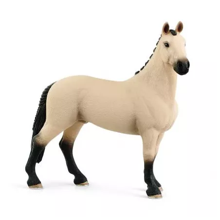 Caballo capón hannoveriano bayo de juguete Schleich Horse Club con trenzas de competición.