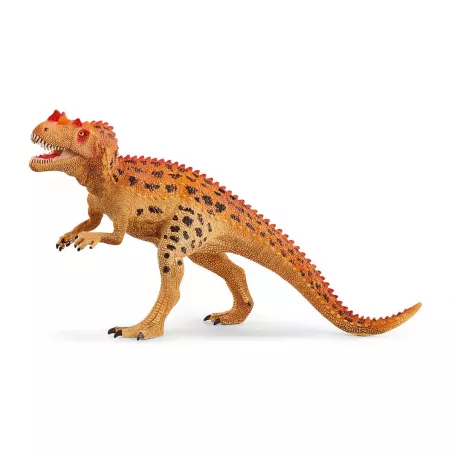 Figura de juguete del dinosaurio Ceratosaurio de Schleich con detalles realistas y cuernos pintados a mano.