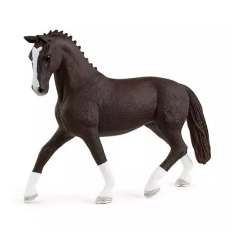 Yegua hannoveriana azabache de Schleich con trenzas de competición, figura de juguete de Horse Club.