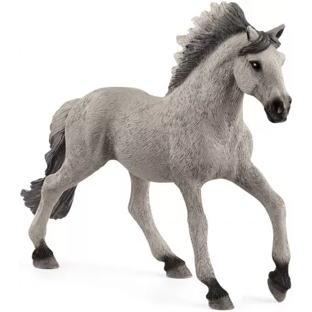 Semental Sorraia Mustang de Schleich con pelaje bayo y crin bicolor, juguete de Farm World.