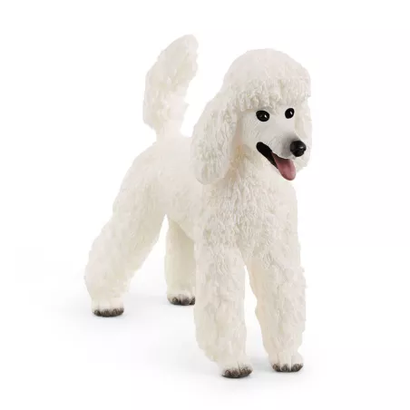 Figura de juguete de caniche blanco Schleich Farm World, miniatura detallada para niños.