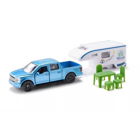 Camioneta Ford F150 camper de juguete con puertas abatibles de metal y plástico
