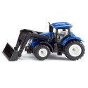 Tractor de juguete New Holland con pala cargadora delantera de metal y plástico