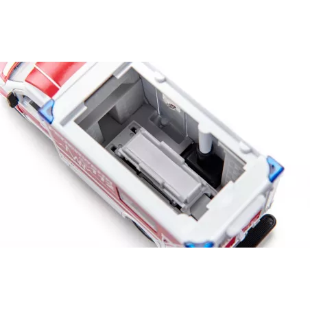 Miniatura de ambulancia Mercedes-Benz Sprinter Miesen Tipo C a escala 1:50 con puertas abatibles.