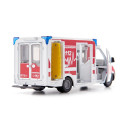 Miniatura de ambulancia Mercedes-Benz Sprinter Miesen Tipo C a escala 1:50 con puertas abatibles.