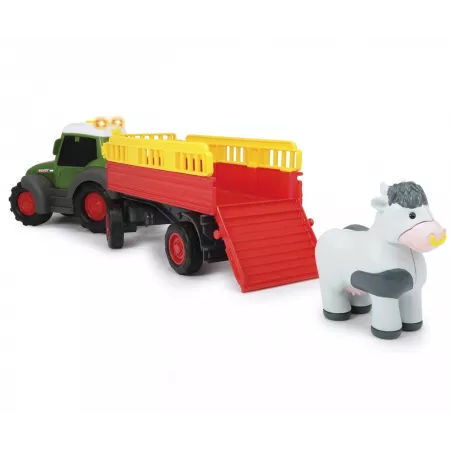 Tractor de juguete Fendt de 30 cm con remolque para animales y figura de vaca