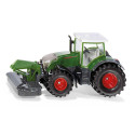 Tractor de juguete Fendt 942 Vario con segadora frontal a escala 1:50 fabricado en metal y plástico.