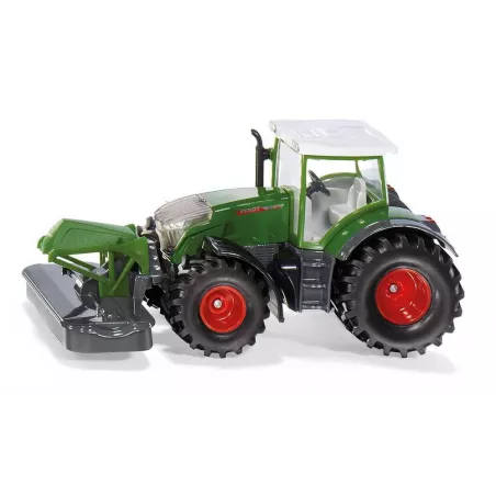 Tractor de juguete Fendt 942 Vario con segadora frontal a escala 1:50 fabricado en metal y plástico.