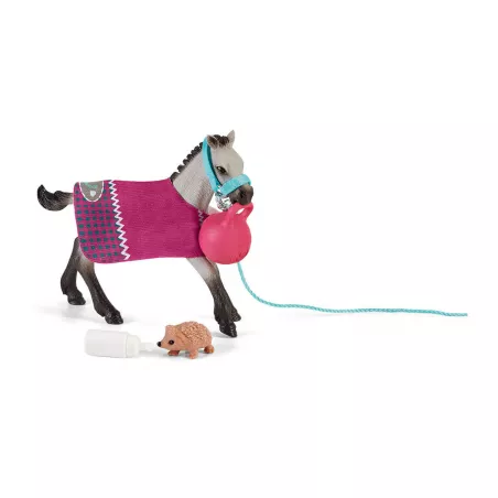 Set Schleich Divirtiéndonos con el potro: potro Quarter de juguete con manta y pelota.