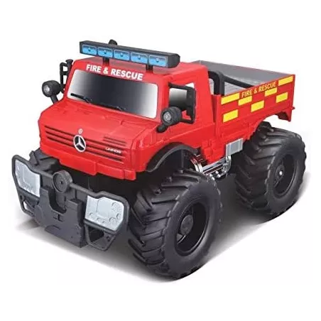 Camión de juguete Mercedes-Benz Unimog U5000 todoterreno con luces y sonido realistas.