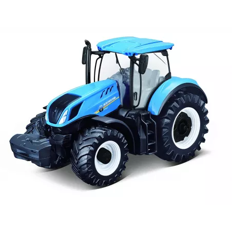 Tractor a escala 1:43 New Holland T 7.315 de Burago, réplica detallada de juguete y colección.