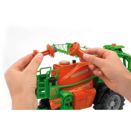 Remolque pulverizador de juguete Amazone UX 5200 de Bruder a escala 1:16 con depósito de agua funcional.