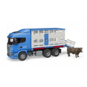 Camión de juguete Scania a escala 1:16 para transporte de ganado con rampa plegable y buey.
