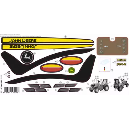 Set de pegatinas oficiales Rolly Toys para tractor de juguete John Deere 7310R
