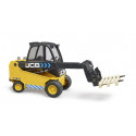 Juguete JCB Teletruk de Bruder a escala 1:16 con brazo telescópico y pala frontal.