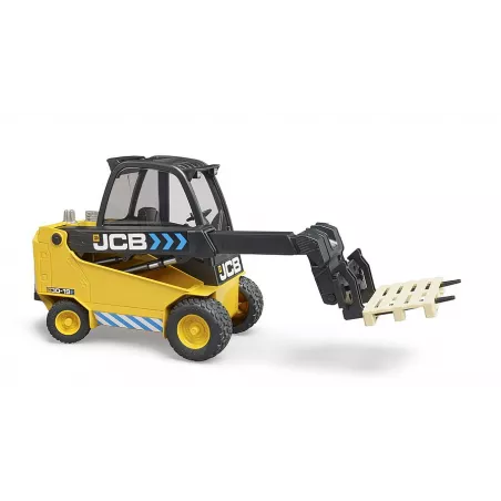 Juguete JCB Teletruk de Bruder a escala 1:16 con brazo telescópico y pala frontal.