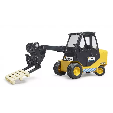 Juguete JCB Teletruk de Bruder a escala 1:16 con brazo telescópico y pala frontal.