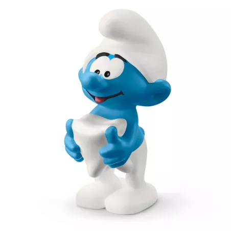 Figura coleccionable del Pitufo con diente de Schleich pintada a mano