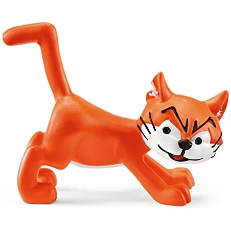 Figura de Azrael, el gato de Gargamel de Los Pitufos, detallada por Schleich.