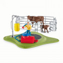 Estación de lavado para vacas de juguete Schleich con bomba de agua real y figura de vaca.