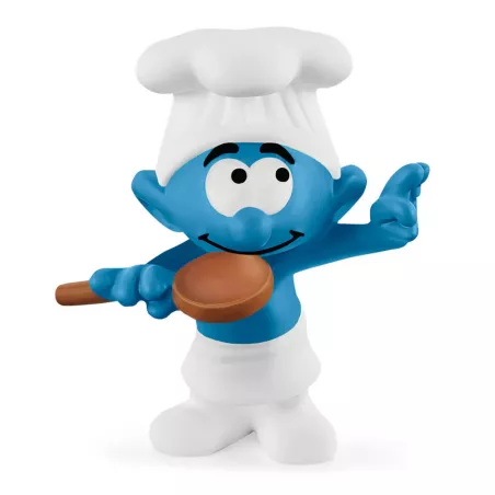 Figura del Pitufo Cocinero de Schleich con gorro de chef, juguete coleccionable detallado.
