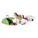 Set de acampada Schleich Horse Club con figura de Sarah, tienda de campaña y yegua de juguete.