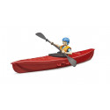 Kayak de juguete bworld con figura de socorrista, pala y tabla de paddle surf Bruder.