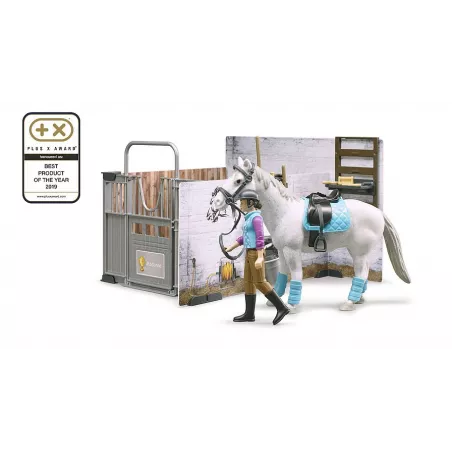 Establo de juguete bworld de BRUDER para caballos y figuras de granja