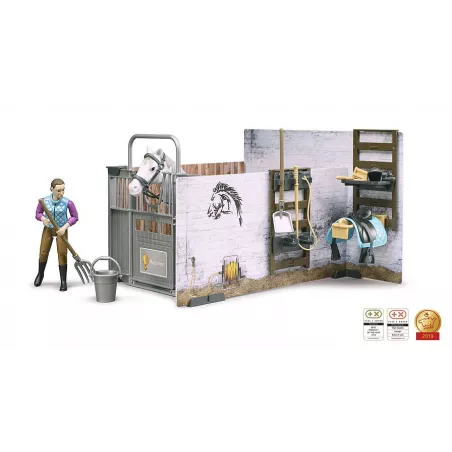 Establo de juguete bworld de BRUDER para caballos y figuras de granja