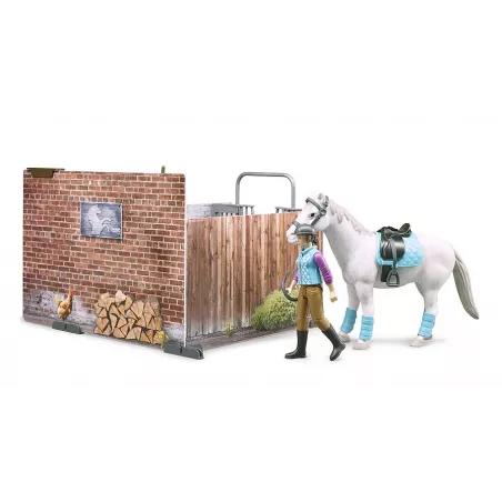 Establo de juguete bworld de BRUDER para caballos y figuras de granja