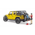 Jeep Wrangler Rubicon Unlimited de juguete Bruder con figura bworld y bicicleta de montaña a escala 1:16.