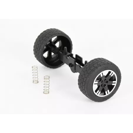 Eje trasero de repuesto original para Jeep Bruder a escala 1:16 con llanta negra.