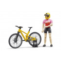 Bicicleta de montaña de juguete Bruder con figura articulada bworld y casco