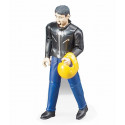 Figura articulada de piloto con casco Bruder a escala 1:16 para vehículos de juguete