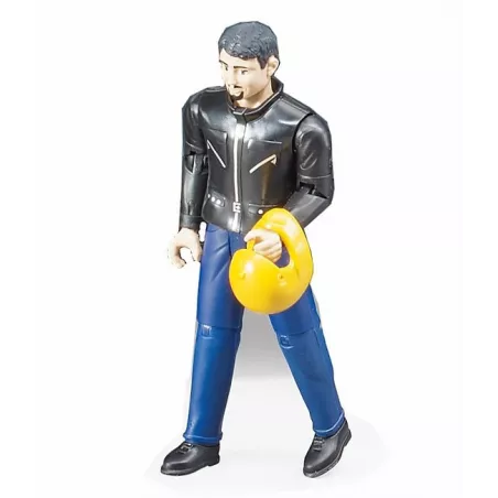 Figura articulada de piloto con casco Bruder a escala 1:16 para vehículos de juguete